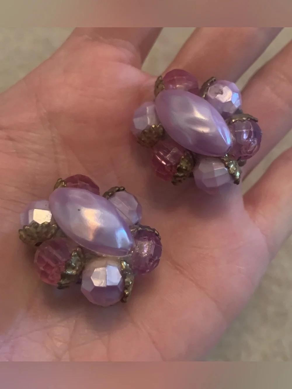 Lot of 6 Vintage Clip-On Earrings 60s 70s 80s Costume Jewelry Chunky Plastic